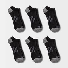 Why we're ALL IN: No matter the activity, no-show athletic socks made from moisture-wicking fabric with a ventilating construction help keep your feet cool and comfy. The socks are thoughtfully created with arch support as well as zone cushioning on areas of the feet that need it the most, smooth toe seams, a reinforced heel and toe, and Y-heel stitching to complete the comfortable fit. Plus, neutral bases with striped accents create a simple sporty look for head-to-toe athleisure wear you'll fe Casual Moisture-wicking Stretch Socks, Lightweight Stretch No-show Socks, Black Breathable No-show Socks, Lightweight Sporty No-show Socks, Breathable Black No-show Socks, Breathable No-show Sports Socks, All In Motion, Comfortable Socks, Thick Socks