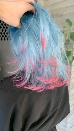 Blue And Pink Hair, Dyed Tips, Hair Dye Ideas, Dye Colors, Pastel Hair, Hair Dye Colors