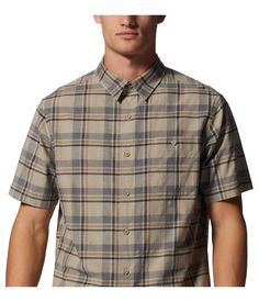 Tackle the day head-on with this Mountain Hardwear® Big Cottonwood™ Short Sleeve Shirt!.Button-down, fold-over collar..Short sleeves give you comfort and range of motion..Full-button placket in front..Patch pocket with button close on left chest..Classic shirt-tail hemline..Allover plaid design..Brand flag on left pocket..100% cotton..Machine wash, tumble dry..Imported..Product measurements were taken using size MD. Please note that measurements may vary by size..Measurements: Length: 27 in Ches Outdoor Camp Shirt With Short Sleeves, Outdoor Camp Shirt With Button Closure And Short Sleeves, Short Sleeve Camp Shirt With Button Closure For Outdoor, Outdoor Collared Short Sleeve Shirt With Button Closure, Fall Short Sleeve Shirt With Button Closure, Short Sleeve Shirt For Outdoor Fall Activities, Short Sleeve Shirt For Fall Outdoor, Collared Short Sleeve Shirt For Outdoor, Relaxed Fit Collared Short Sleeve Shirt For Outdoor