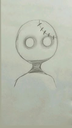 a drawing of a person with two eyes and one eyeball in the shape of a skull