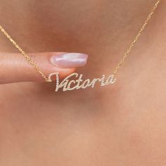 This 14k personalized diamond name necklace is the perfect gift for the bridal party, someone special, or yourself. How to order1- Pick the fonts you like and send us a message2- We will send you a picture of your name with the fonts you chose3- If you like it any of them, place your order.4- We send a final 3d mock up for approval.5- Once approved we go ahead and finish your necklace. Each piece is accompanied by an Azalea Certification and Warranty card, ensuring that you receive a high-qualit Diamond Name Necklace, Shoe Storage Shelf, Accent Chair Bedroom, Daybed Covers, Body Form, Chandelier Floor Lamp, Gold Diamond Jewelry, Special Jewelry, Go Ahead