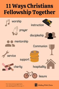 an orange poster with the words 11 ways christians fellowship together in black and white