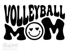 volleyball mom svg file with the word volleyball mom in black and white, on a white background