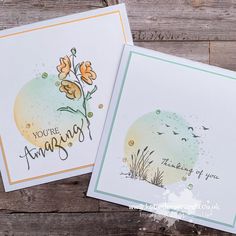 two cards with watercolor flowers on them