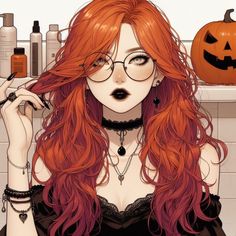 Character Inspo Red Hair, Red Head Anime Female, Red Hair Elf, Red Hair And Glasses, Hair And Glasses, Every Witch Way, Headphones Art, Redhead Art, Cartoon Character Pictures