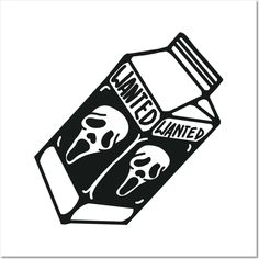 a black and white drawing of an opened jar with ghost heads on the side, in front of a white background