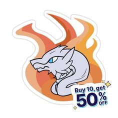 a sticker with the words buy 10 get 50 % off and an image of a cat