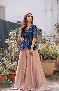 Womens Indian Wear, Fancy Traditional Outfits, Skirt And Long Top Indian, Skert And Top For Girl Party Wear, Skirt With Peplum Top Indian, Skirt And Top Indian Outfit Ideas, Diwali Indian Outfits, Wedding Outfits For Girls Indian, Party Wear Stylish Dresses For Girls