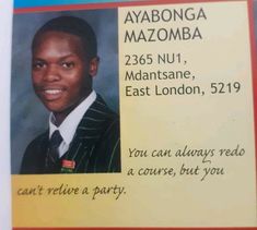 an id card for a young man in a suit and tie, with the caption'you can always read a course, but you can't believe a party