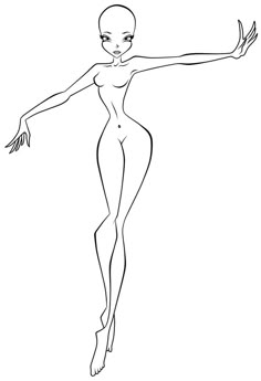 an outline drawing of a woman in black and white, with her arms spread out