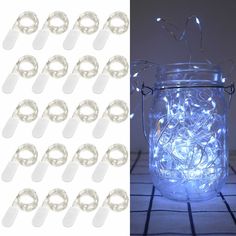 a jar filled with lots of white lights