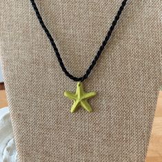 Adjustable Green Starfish Jewelry, Starfish Pendant, Starfish Necklace, Sea Star, Cute Clay, Beach Lover, Clay Necklace, Clay Design, Green Sea