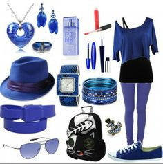 Blue blue and more blie Polyvore Image, My Style, Polyvore, Blue, Clothes, Design