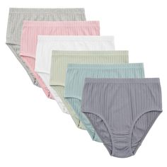 PRICES MAY VARY. Super soft & comfortable and beautiful lingerie! The underwear with expensive elastic waist and leg bands. High cut panties help you shape the figure. High quality cotton ribbed cloth make the briefs higher elasticity, and more comfortable. 6 Pack, include white, pink, light green, grey, green, flecking gray. Size: L(hips 40"~41.5"), XL(hips 42"~43.5"), 2XL(hips 44"~45.5"), 3XL(hips 46"~47.5"), 4XL(hips 48"~49.5"), 5XL(hips 50"~51.5"). Knitlord Women's Comfort Revolution Plus Si Apple Body Type, Sewing Elastic, High Waisted Briefs, Leg Bands, Beautiful Lingerie, Grey Green, Green Grey, Pink Light, 6 Packs