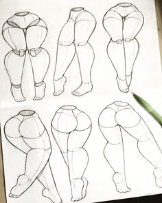 the drawing shows how to draw legs and butts