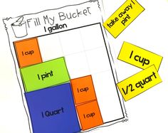 this is an image of a fill my bucket game with words and pictures on it