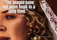 a close up of a person with a quote on her face and the caption'the people have not seen hope in a long time '