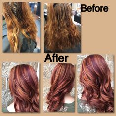 Red Hair Dye With Highlights, Auburn Hair With Peekaboo Highlights, Fushia Highlights, Red Hair With Purple Highlights, Ginger And Purple Hair, Red Hair With Silver Highlights, Dimensional Red Hair, Red Hair With Blonde, Purple Hair Highlights