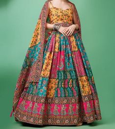 Hey there! Searching for a stunning outfit for a special occasion? Look no further than our bright chinoon printed Lehenga with unstitched blouse. This Lehenga is crafted from high-quality materials for a comfortable fit and a luxurious feel.  Get ready to turn heads and make a statement with our bright chinoon printed Lehenga. ✪ Checkout other Products --https://classicsaree.etsy.com/in-en/listing/1647822521/a-beaded-necklace-crystal-gem-healing ◙ Note: If you have any questions or concerns, feel free to contact us over Etsy Connect ( Message ) ⚫ Follow Us for Exclusive Updates and Share Your Feedback by Rating Our Etsy Shop :- classicsaree.etsy.com Why Choose Us ? ✅ Quality Assurance ✅ Exquisite Collection ✅ Easy Returns & Exchange ✅ Customer Centric Approach Multicolor Traditional Drape Festive Dresses, Multicolor Festive Dresses With Traditional Drape, Festive Multicolor Traditional Drape Dresses, Multicolor Festive Dress For Navratri, Multicolor Traditional Drape Dresses For Navratri, Multicolor Dresses With Traditional Drape For Navratri, Bollywood Style Printed Dupatta For Wedding, Bollywood Style Printed Wedding Dupatta, Multicolor Semi-stitched Dress For Navratri