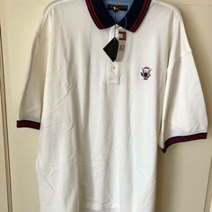 Nwt! Usga Golf Polo By Tommy Hilfiger Golf - Xl Brand New! White Polo Collar Golf Top, White Polo Collar Top For Golf, Tommy Hilfiger Casual Sports Tops, Classic White Crew Neck Polo Shirt, Classic White Golf Shirt, Casual White Golf Tops, Classic Crew Neck Golf Top, Classic Crew Neck Top For Golf, White Crew Neck Golf Top