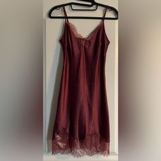 Victoria’s Secret Wine Colored Lace Satin Slip Dress Beautiful Shimmer Lace Detail. Adjustable Straps. Excellent Condition - No Flaws Or Snags - Like Brand New! Victoria's Secret Elegant Mini Dress For Date Night, Elegant Victoria's Secret Sleepwear For Date Night, Satin Slip, Satin Slip Dress, Wine Colored, Dress Beautiful, Lace Detail, Women's Intimates, Victoria’s Secret