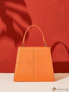 Bird in Bag - Leather Top Handle Bag with Stitching Accents Novelty Bags, Bird In Bag, Bag Bag, Handle Bag, Leather Top, Color Orange, Top Handle, Orange Color, Leather Bag