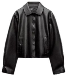 Zara Edgy Leather Outerwear, Zara Long Sleeve Leather Outerwear, Zara Edgy Long Sleeve Leather Jacket, Zara Brand, Zara Leather Long-sleeve Outerwear, Black Faux Leather Button-up Outerwear, Zara Jackets, Faux Leather Jacket, Zara Black