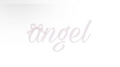 the word angel written in cursive writing with a bow on it's side