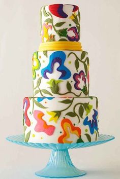 Exciting And Colourful Mexican Wedding Cake Ideas ★ See more: https://www.weddingforward.com/mexican-wedding-cake-ideas/2 Super Torte, Rodjendanske Torte, Colorful Wedding Cakes, Gateaux Cake, Crazy Cakes, Mexican Wedding