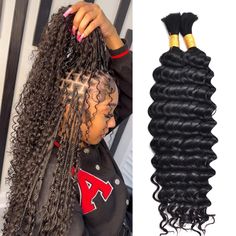 PRICES MAY VARY. 🌹【Premium Quality Materials】Deep wave bundles Human Hair Braiding Hair for Boho Braids use 100% unprocessed 10A Brazilian virgin human hair, NO WEFT Free From Chemicals, Odors, And Is Clean And Soft. Natural And Healthy,Soft And Elastic, Full And Dense.easy styling for different fashion-forward looks. 🌹【Human Braiding Hair Advantages】Boho braids human hair can be easily braided into your own hair, making the braiding process quick and hassle-free.Made of high quality materials Braid Extensions Black Women, Head Braid, Goddess Braids Hairstyles, Braid In Hair Extensions, Braids With Extensions, Human Braiding Hair, Boho Braids, Braided Hairstyles For Black Women, Goddess Braids