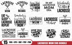 lacrosse mom svg bundle for cricut, silhouettes and other cutting machines