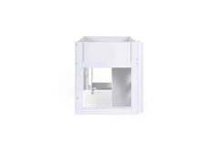 an open white cabinet on a white background