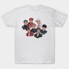 BTS all members -- Choose from our vast selection of Crewneck and V-Neck T-Shirts to match with your favorite design to make the perfect graphic T-Shirt. Pick your favorite: Classic, Boxy, Tri-Blend, V-Neck, or Premium. Customize your color! For men and women. Kpop Fan Merchandise Graphic T-shirt, Kpop Fan Merchandise White T-shirt, Bts All Members, Bts Merchandise, Pop Design, Design Shop, K Pop, Shop Design, Graphic T Shirt