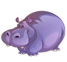 a cartoon hippopotamus is standing and smiling