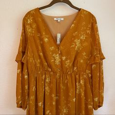 Nwt. Never Worn. Flowy Ruffle Dress By Madewell Pit To Pit= 19.5” Length = 48” Waist = 16” Yellow Button Closure Dress For Fall, Yellow Fall Dress With Button Closure, Yellow Dress With Button Closure For Fall, Yellow Long Sleeve Dress With Button Closure, Yellow Midi Dress With Button Closure, Flowy Ruffle Dress, Madewell Dresses, Button Dress, Size 8 Dress