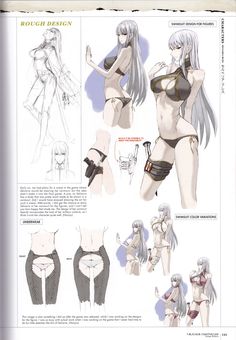 an anime character's body is shown in the book, which includes drawings and instructions