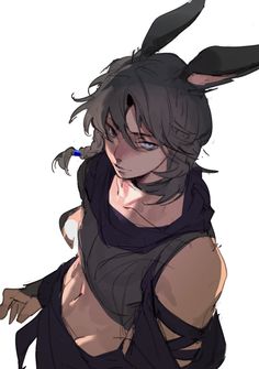 an anime character with bunny ears and black clothes