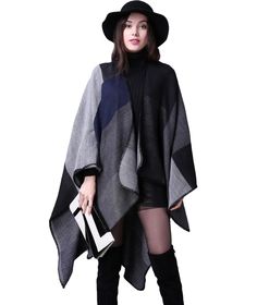 PRICES MAY VARY. 【 Poncho Size】--- Shawl Length : One size 51.2 inch*61 inch (130*150CM) 【Superior Fabric】--- This ponchos for women is made of 50% polyester and 50% acrylic. Comfortable soft fabric draped over the body, warm and cozy shawls for women. 【Fashion Design】--- This womens ponchos and wraps has multiple classic and fashionable styles for you to choose. Free sleeve cloak style, open front, with double-sided reversible, both dark side and light side is suitable for outfits, it is like b Warm Scarves, T Shirt Crop Top, Cashmere Color, Blouse Short Sleeve, White Floral Dress, Poncho Sweater, Mid Dresses, Mid Length Dresses, Love T Shirt