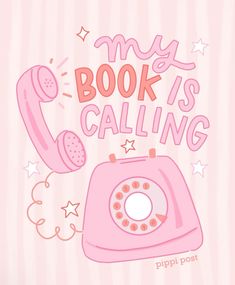 a pink phone that says, my book is calling