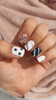 Nail Ideas For Teens, Nails New Years, Cow Print Nails, Short Coffin Nails Designs, Hard Gel Nails