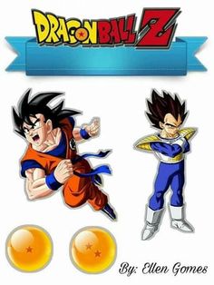 dragon ball z stickers are shown in three different colors and sizes, with the same character