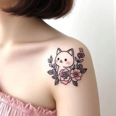 Cat Tatoos Idea, Tattoo Gato, Cat Tattoo Ideas, Petit Tattoo, Black Cat Tattoos, Cat Tattoo Designs, Tatuaje A Color, Cute Tattoos For Women, Unique Tattoo