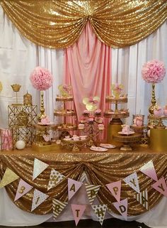 a pink and gold birthday party on instagram