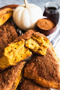 pumpkin spiced pastries on a plate with cinnamon