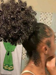 ♡ Two Ponytails Natural Hair 4c, Short Curly Hair From The Back, Blowout Ponytail Natural Hair, Natural 4b Hairstyles, Braids Natural Hair No Weave, Natural Hairstyles For Black Women Curly, Natural Short Curly Hairstyles, Curly Hair Ideas Hairstyles, Natural Hairstyles For Black Women 4c