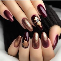 Maroon Nail, Almond Acrylic, November Nails, Polish Colors, Fall Nail Art, Autumn Nails, Fall Nail Designs