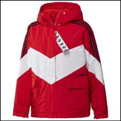 Adidas Originals Women's Iconic Winter Jacket Nwt Size M Fabric Type 50% Cotton, 50% Polyester Care Instructions Machine Wash Retro White Outerwear With Pockets, Adidas Sporty Red Outerwear, Sporty Red Adidas Outerwear, White Adidas Outerwear With Pockets, Red Sporty Adidas Outerwear, Adidas Red Outerwear For Streetwear, Trendy Adidas Winter Outerwear, Adidas White Outerwear For Fall, Adidas Red Streetwear Outerwear