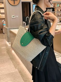 BagForLove - Vacation-Ready Large Capacity Woven Bag: Fashionable Handbag for Women Product Description Color Green Bag Size Large Pattern Type Plain Type Straw Bag Material Polyamide Composition 100% Polyamide Size Chart INCH CM Bag Length Bag Width Bag Height Handle Height 15.7 inch 3.9 inch 9.8 inch 9.4 inch Bag Length Bag Width Bag Height Handle Height 40 cm 10 cm 25 cm 24 cm Details Pictures Similar Products h2 { text-align: center; } /* æ¢è¡ */ li{ white-space: normal; word-break: break-all; word-wrap: break-word; } .red-box { width: 100%; display: flex; flex-direction: row; flex-wrap: wrap; justify-content: center; } .red-box > div { width: 190px; height: 250px; margin: 10px; } .red-box > div > a > img { width: 190px; height: 250px; } .size-box { width: 100%; margin: auto; white-s Large Capacity Green Bucket Bag, Trendy Green Large Capacity Bucket Bag, Trendy Large Capacity Green Bucket Bag, Green Bucket Bag With Large Capacity, Large Casual Bucket Bag, Trendy Green Bucket Bag With Large Capacity, Casual Large Bucket Bag, Casual Large Satchel In Tote Shape, Casual Large Satchel In Tote Style