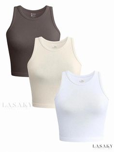 Lasaky - Yoga Exercise Compression Tank Top with Round Neck and Sleeveless Design for Womens Fitness Compression Vest, Compression Tank Top, Neck Yoga, Yoga Training, Yoga Workout, Yoga Shirts, Ribbed Tank Tops, Active Wear Outfits, Casual Summer Outfit