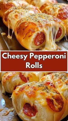 the cheesy pepperoni rolls are ready to be baked in the oven and eaten